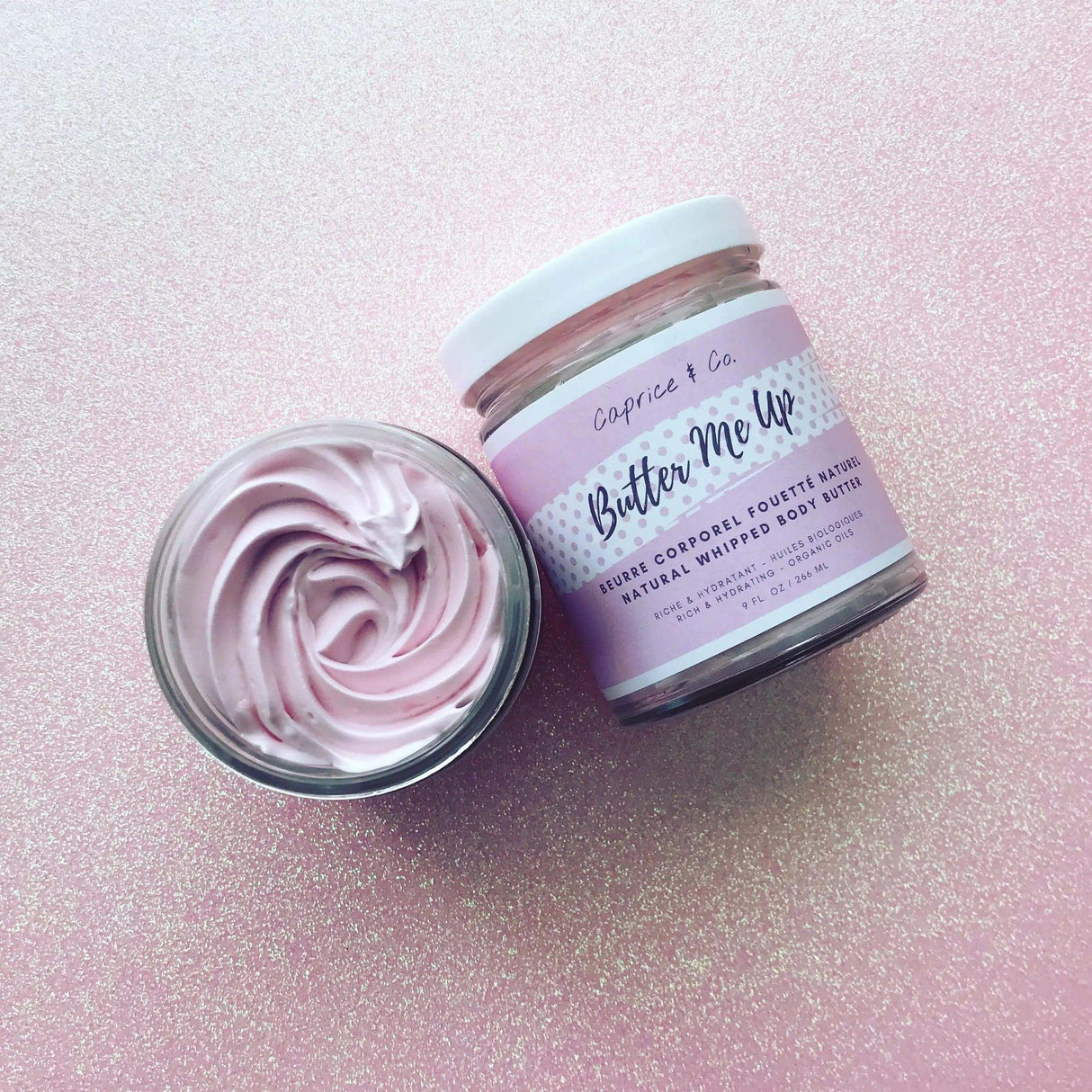 Butter Me Up Campino Natural Whipped Body Butter 10 fl oz with Strawberry Milkshake scent, moisturizing and skin-softening formula