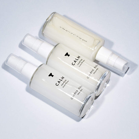 Alt Tag: Calm Mood Mist aromatherapy spray bottles for relaxation and meditation, featuring natural ingredients like lavender and bergamot.