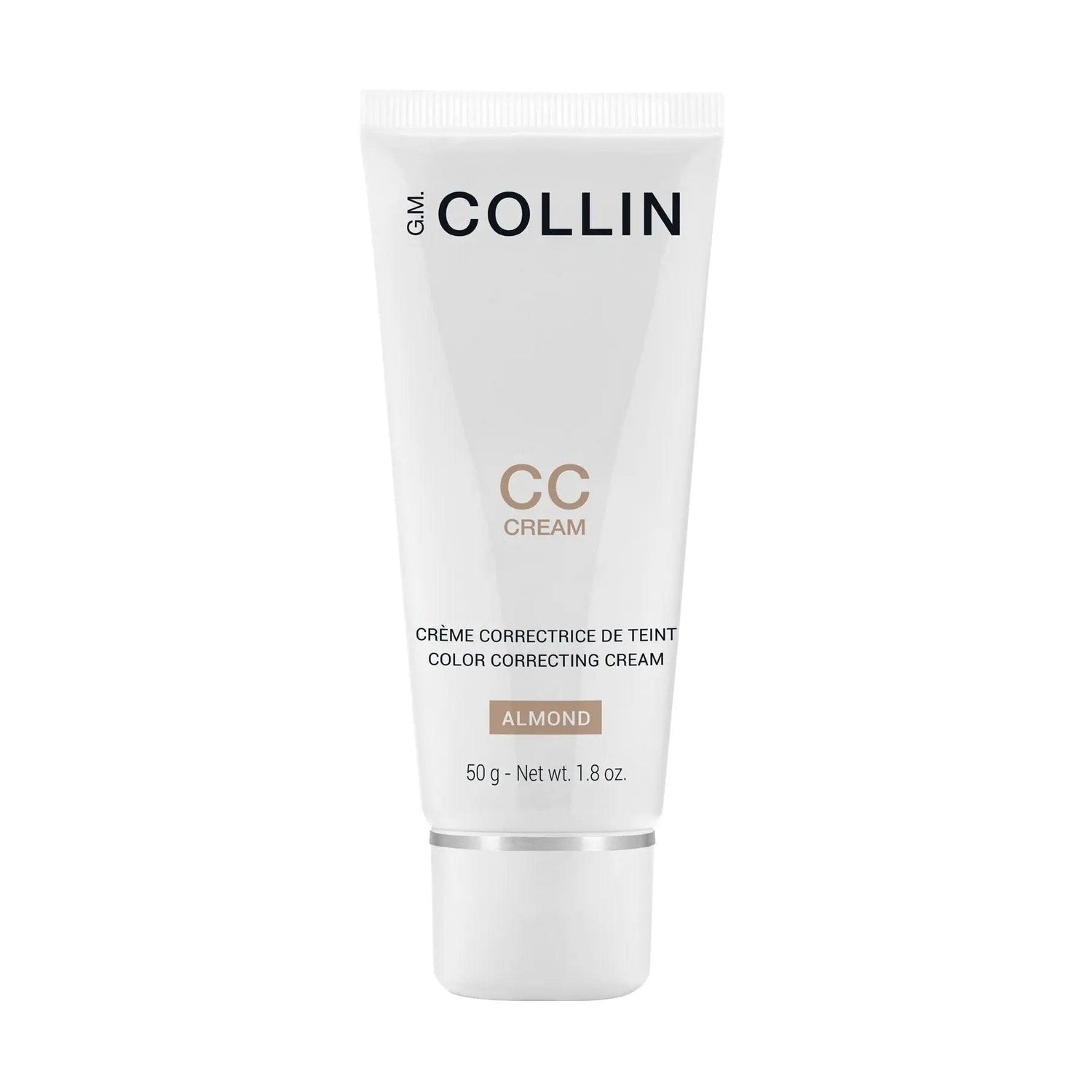 GM Collin Almond CC Cream tube - evens complexion, conceals imperfections, soothes with Aloe Vera, hydrates with Hyaluronic Acid.
