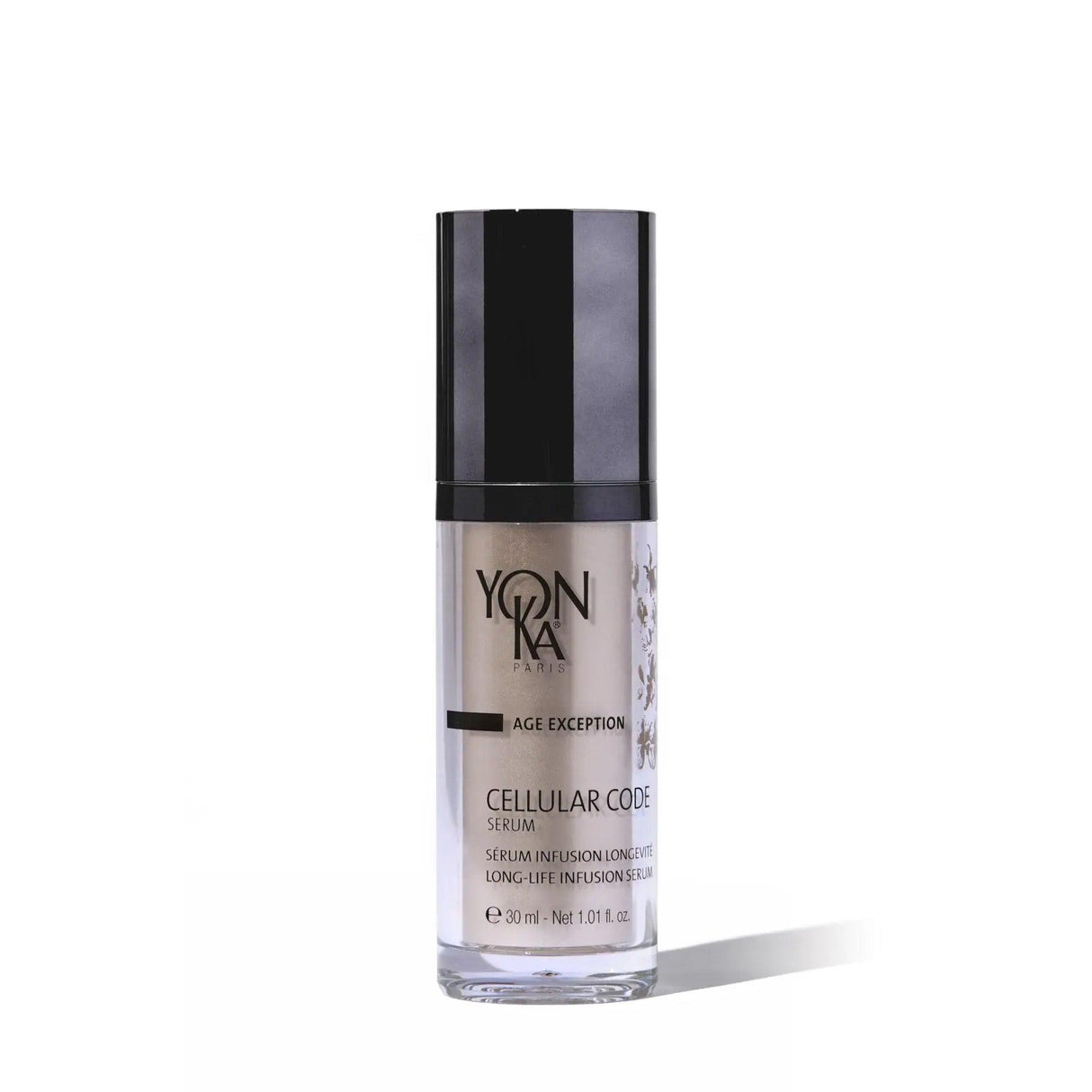 Yonka Cellular Code Serum bottle for anti-aging and rejuvenating skin care, suitable for all skin types.
