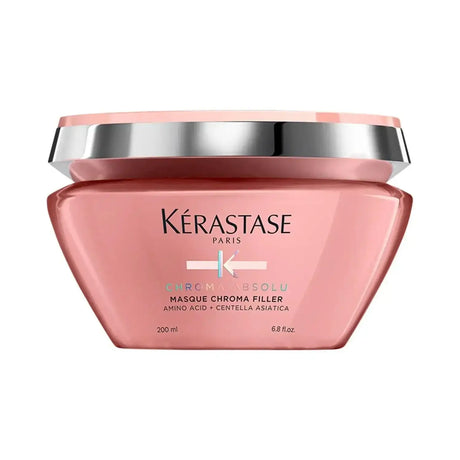 Kérastase Chroma Absolu Masque Chroma Filler for nourishing and protecting color-treated hair, 200ml jar.