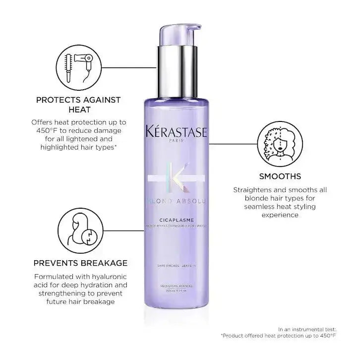 Kérastase Cicaplasme leave-in hair serum protects, smooths, and prevents breakage for all hair types up to 450°F heat protection.