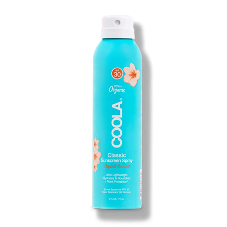 Classic Body SPF 30 Tropical Coconut Sunscreen Spray by COOLA - Organic, lightweight, water-resistant sunscreen.