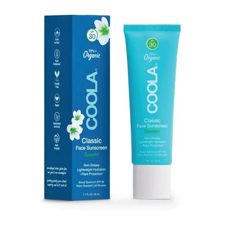 Classic Face Organic Sunscreen Lotion SPF 30 with Cucumber, farm-to-face formula with plant protection, UVA/UVB defense by COOLA.