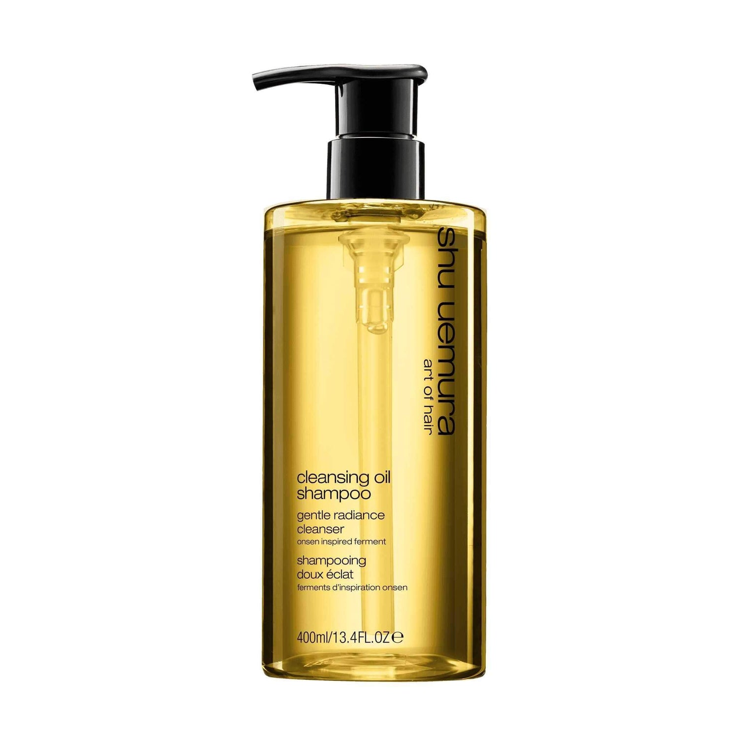 Shu Uemura Cleansing Oil Shampoo bottle, 400ml, for gentle hair and scalp cleansing, hydrates and nourishes, suitable for all hair types.
