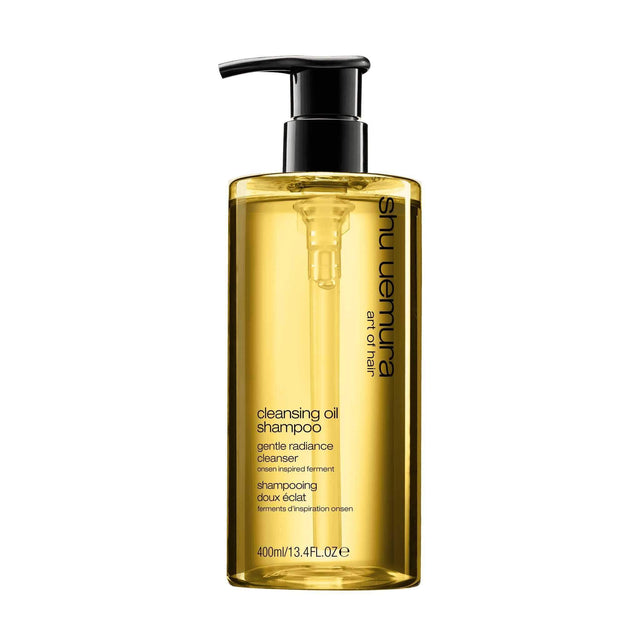 Shu Uemura Cleansing Oil Shampoo bottle, 400ml, for gentle hair and scalp cleansing, hydrates and nourishes, suitable for all hair types.