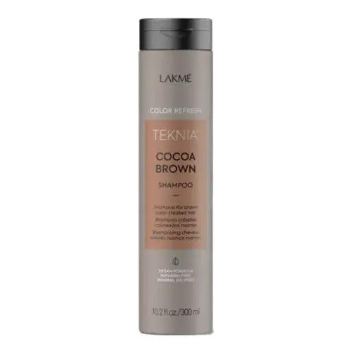 Cocoa Brown Shampoo bottle for color vibrancy, with cocoa extract, ceramide rebuild system, and refreshing citrus fragrance.