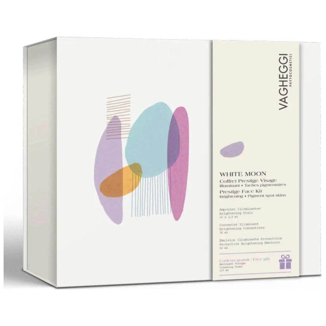Coffret White Moon gift set with illuminating concentrate and protective emulsion, includes tonic cleanser, designed for brightening and spot care