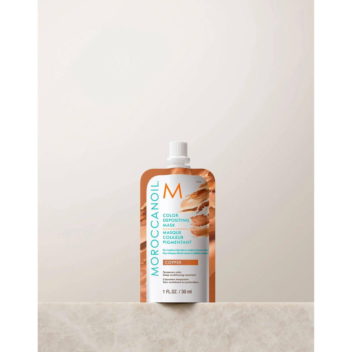 Moroccanoil Color Depositing Mask 30ml for vibrant hair color refresh with argan oil gloss.