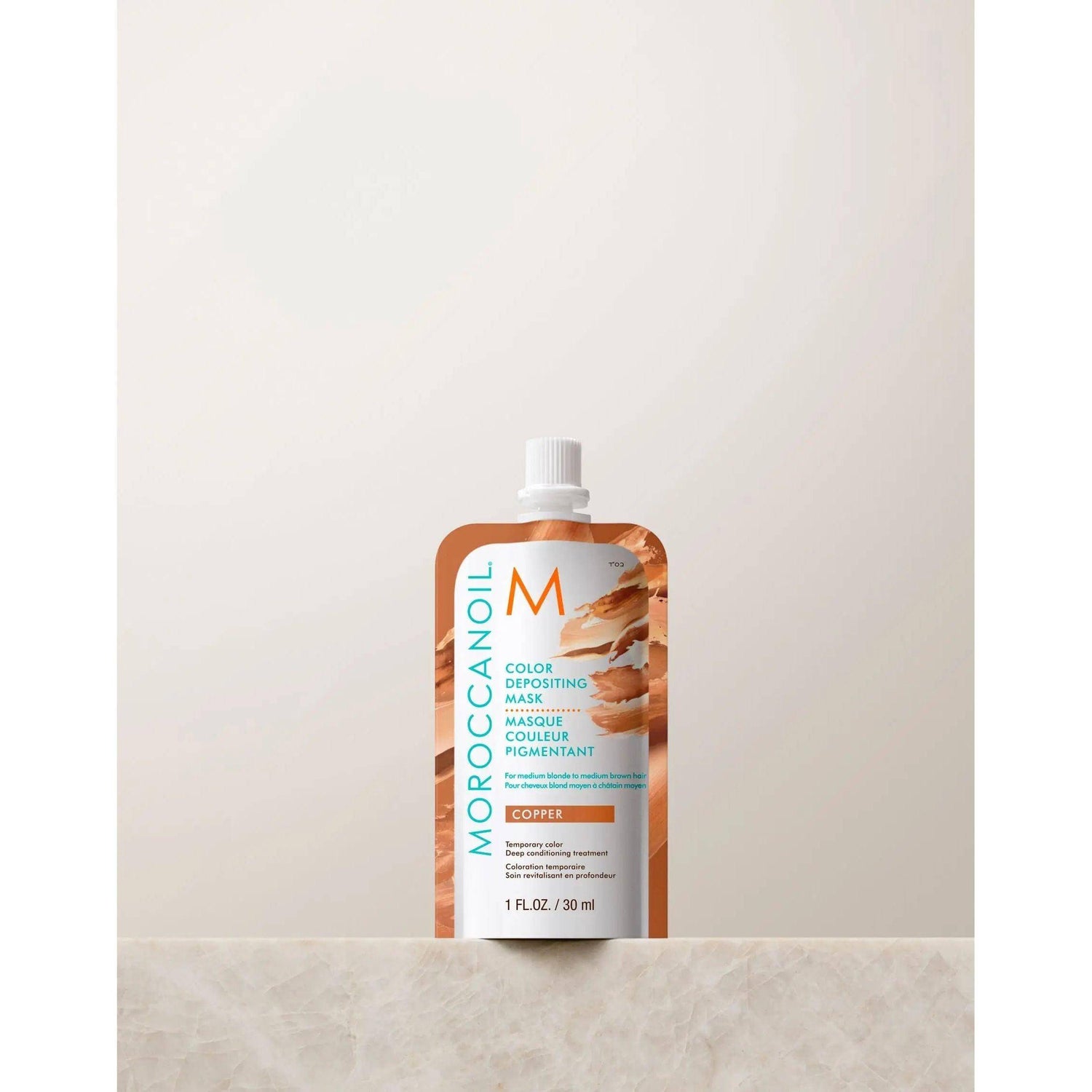 Moroccanoil Color Depositing Mask 30ml for vibrant hair color refresh with argan oil gloss.