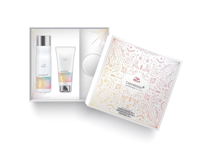 Colormotion+ Trio set including Shampoo, Conditioner, and Mask for color-treated hair with enhanced color protection, shine, and strength.