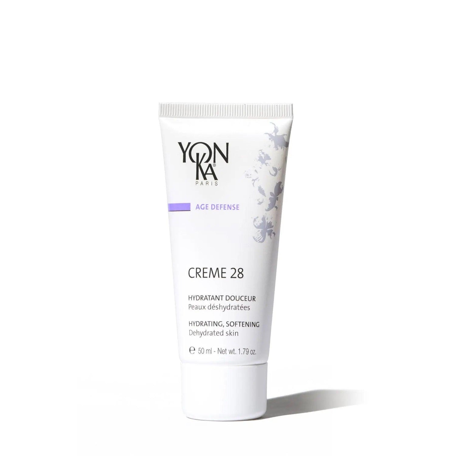 Yonka Creme 28 hydrating face cream tube, suitable for all skin types, addressing dryness and dullness, 50 ml.