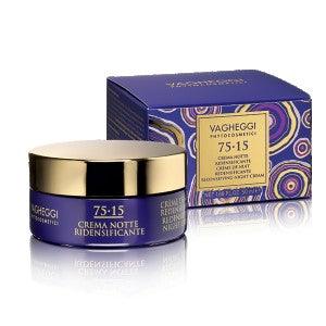 Vagheggi 75-15 Redensifying Night Cream with box, luxurious anti-aging formula for face, neck, and décolleté nourishment.
