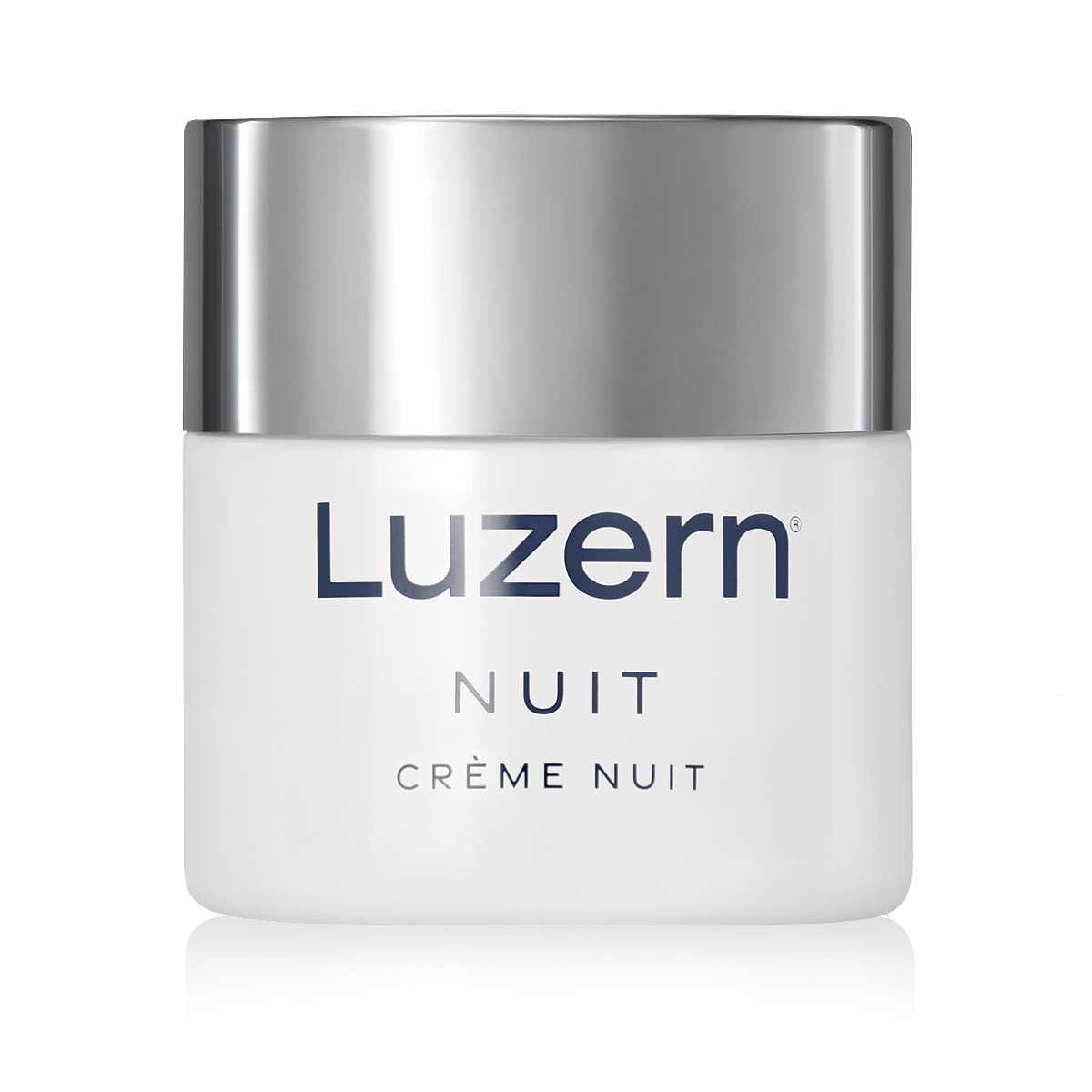 Crème Nuit jar with Swiss Alpine Extracts, Retinol, Peptides for neck rejuvenation, brightening, and firming.