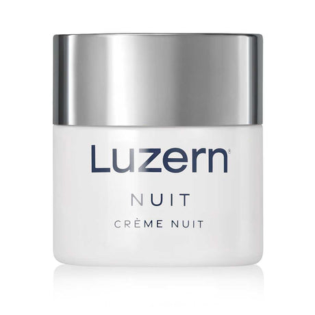 Crème Nuit jar with Swiss Alpine Extracts, Retinol, Peptides for neck rejuvenation, brightening, and firming.