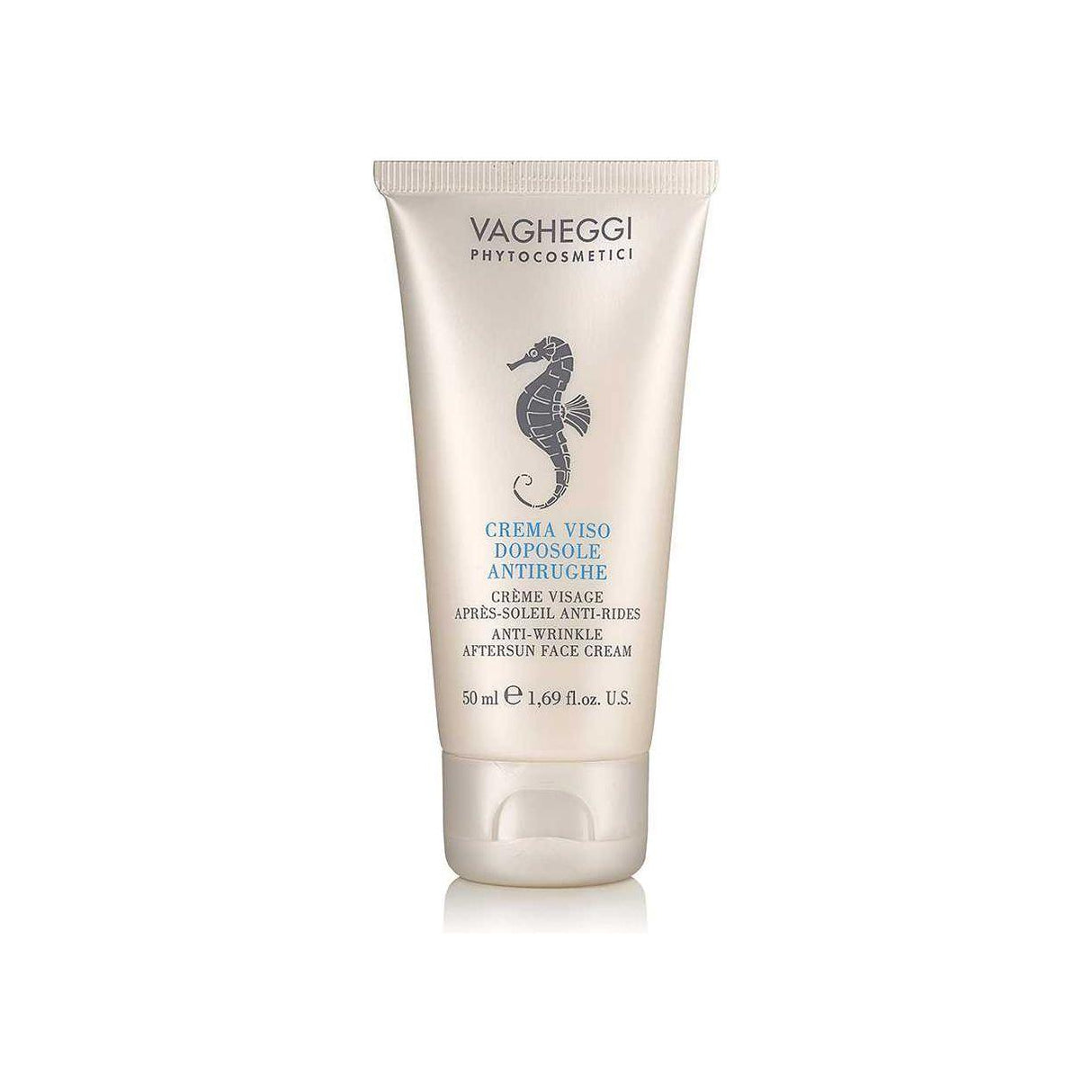 Anti-wrinkle Aftersun Face Cream tube with hydrating and soothing properties, reduces wrinkles and redness, promotes even tan.