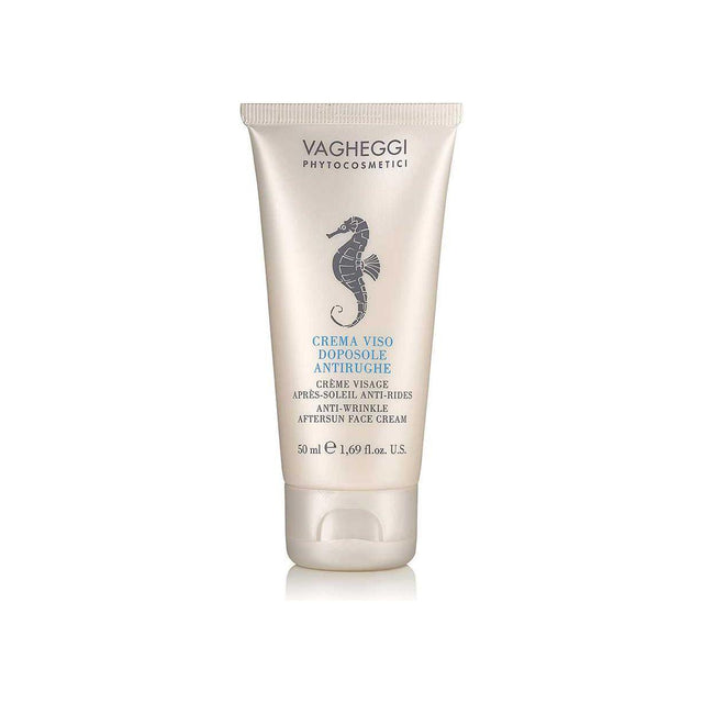 Anti-wrinkle Aftersun Face Cream tube with hydrating and soothing properties, reduces wrinkles and redness, promotes even tan.