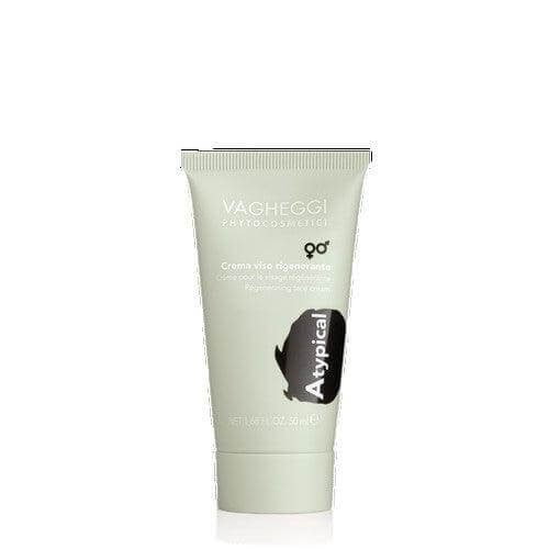 Atypical Regenerating Face Cream tube, enhances skin elasticity and reduces pores, non-synthetic formula, 50ml.