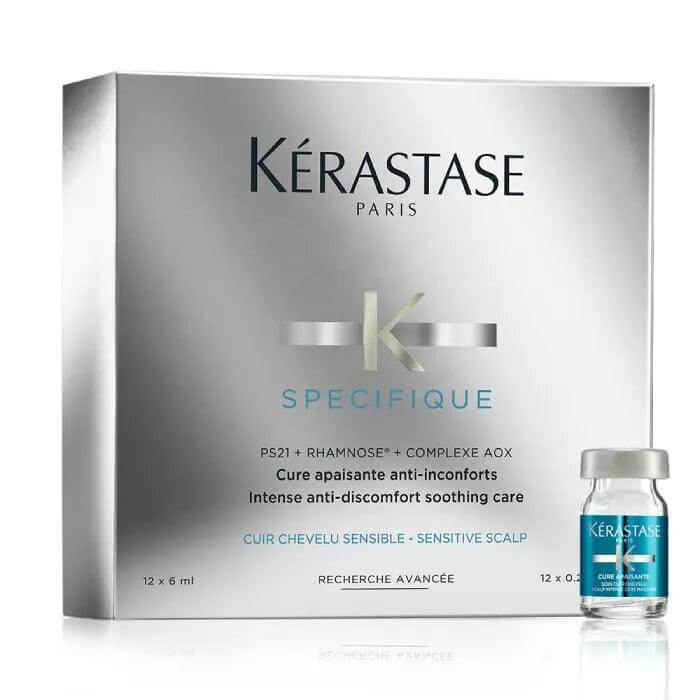 Kérastase Cure Apaisante Intense scalp treatment packaging and vial for soothing scalp discomfort and sensitivity.