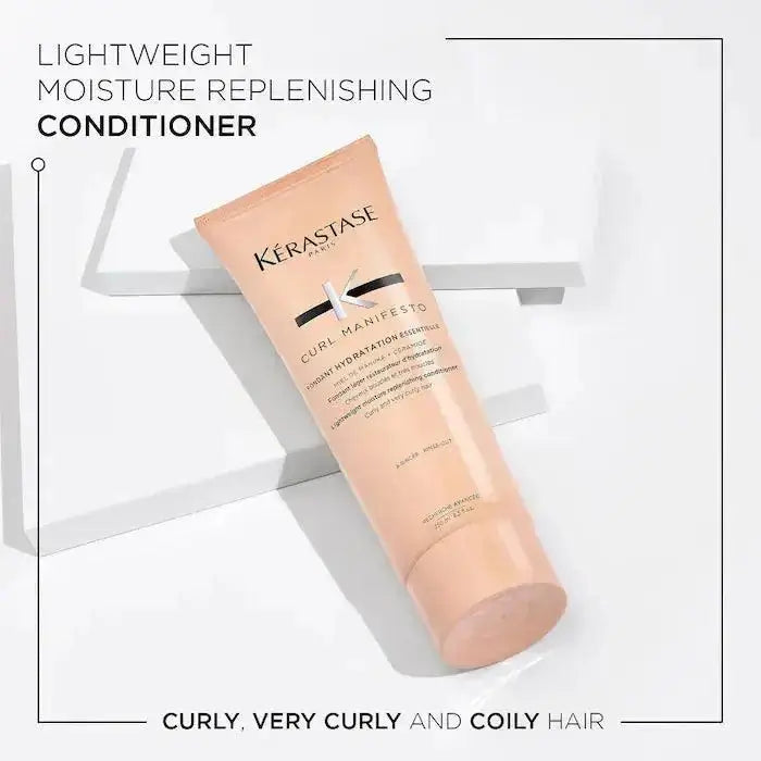Kérastase Curl Manifesto Fondant Hydration Essentielle conditioner for curly and coily hair, provides lightweight moisture and frizz control.