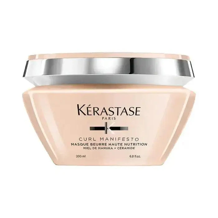 Kérastase Curl Manifesto Masque Beurre Haute Nutrition, moisturizing hair mask for curly hair, 200ml container.