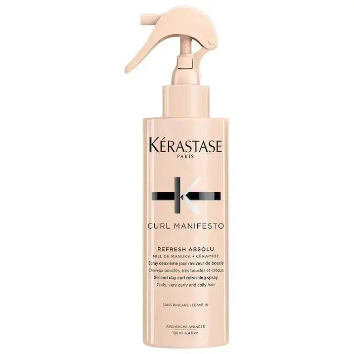 Kerastase Curl Manifesto Refresh Absolu spray for redefining and restyling all curly hair types, tackling frizz and dryness.