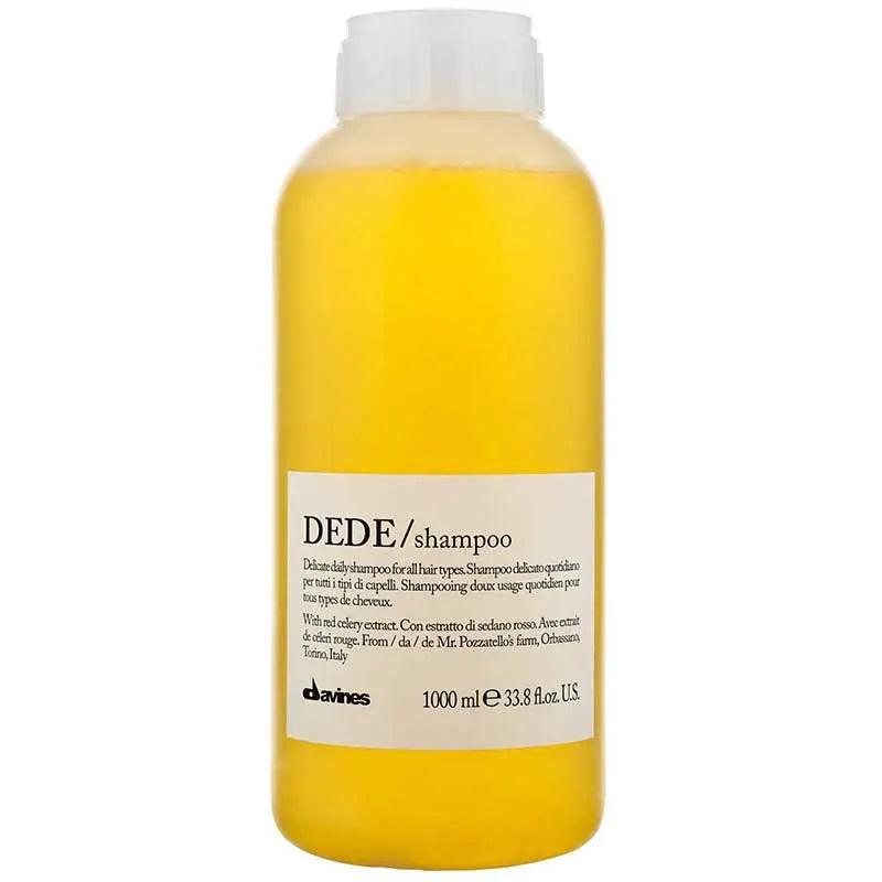 Davines Essential Haircare DEDE Shampoo Liter for gentle cleansing of fine hair, 1000ml bottle with natural ingredients.