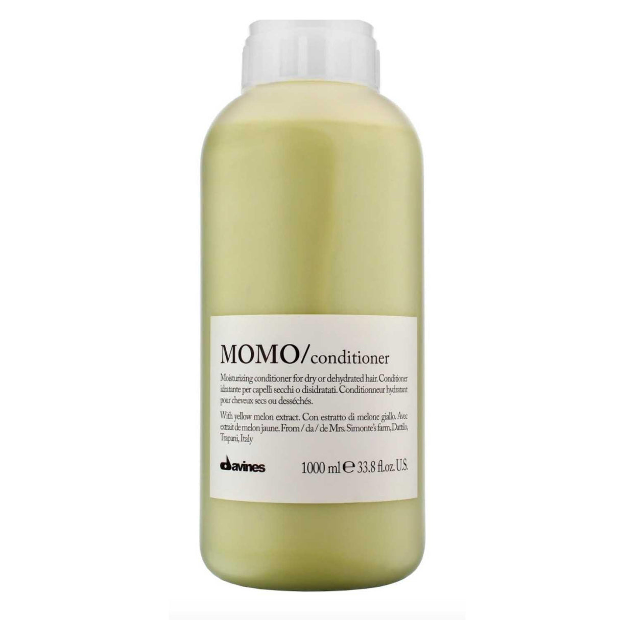 Davines Essential Haircare MOMO Conditioner Liter for dry or dehydrated hair, hydrating and detangling, 1000ml bottle.