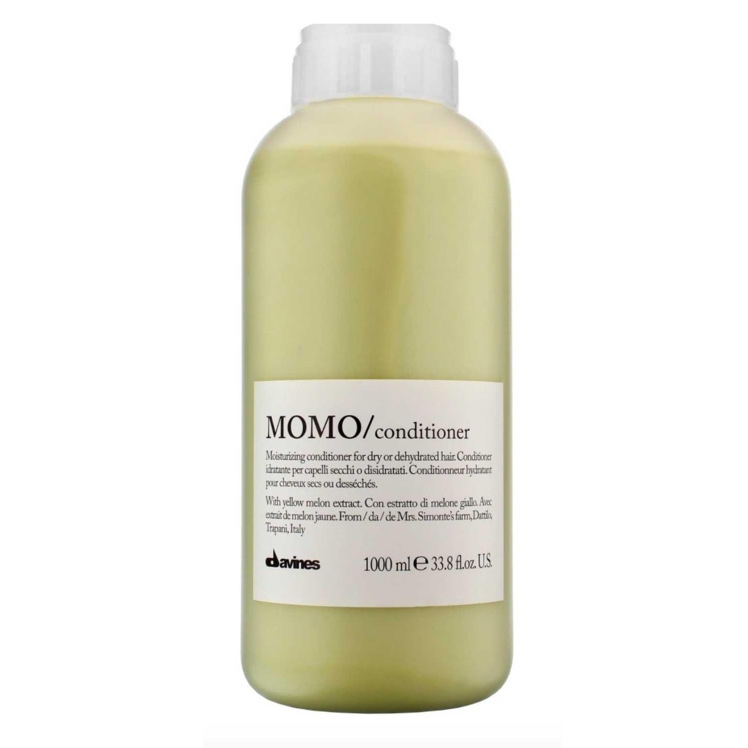 Davines Essential Haircare MOMO Conditioner Liter for dry or dehydrated hair, hydrating and detangling, 1000ml bottle.