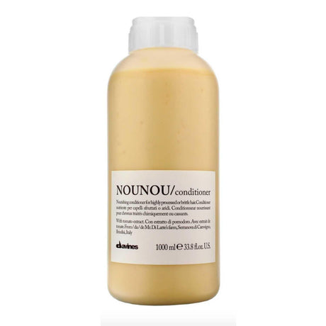 Davines NOUNOU Conditioner Liter for dry, bleached hair, moisturizes and detangles, infused with Vitamin E and natural extracts.
