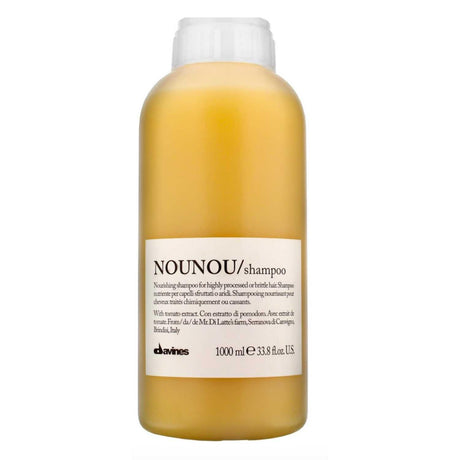 Davines Essential Haircare NOUNOU Shampoo Liter for treated and dry hair, offering nourishment, hydration, and shine.