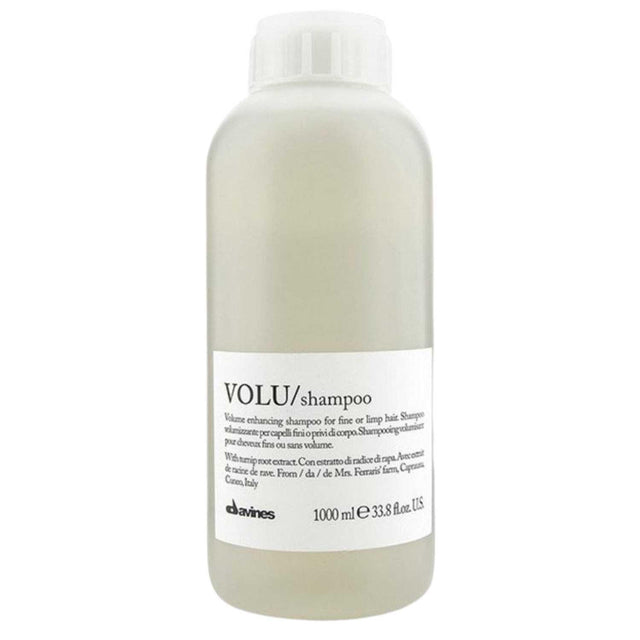 Davines Essential Haircare VOLU Shampoo Liter for fine hair, 1000ml bottle, volumizing formula enhances softness and shine.