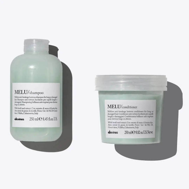 Davines Melu Shampoo & Conditioner Duo 250ml for anti-breakage, moisturizing long or damaged hair, adds shine and volume.
