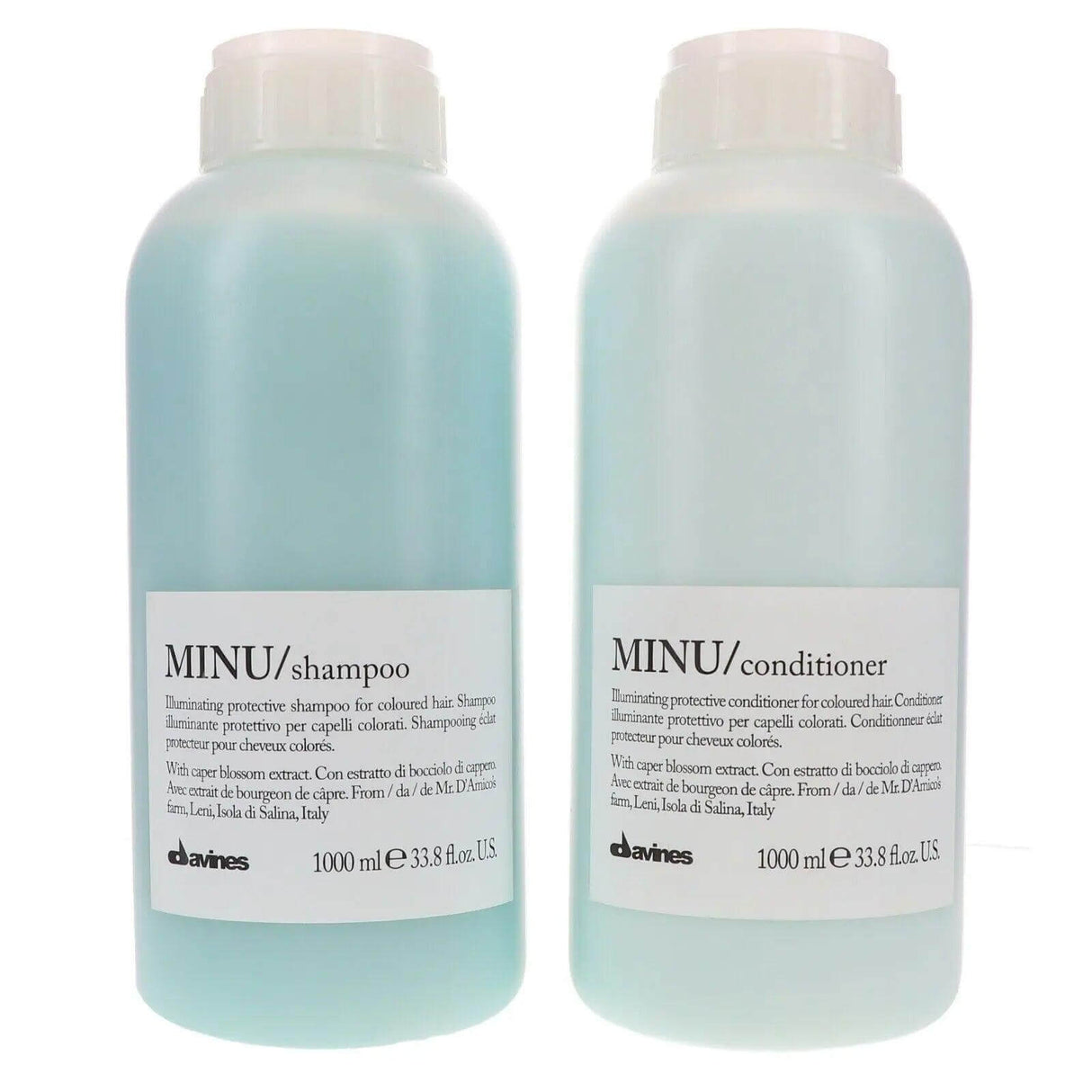 Davines Minu Pro Size Shampoo & Conditioner 1L Duo bottles for vibrant colored hair