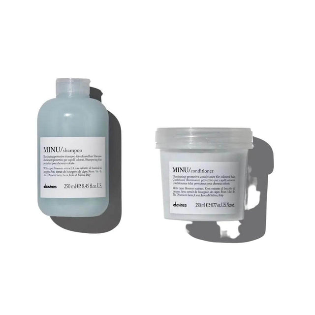 Davines Minu Shampoo and Conditioner Duo 250ml - Illuminating, protective hair care for color-treated hair enhancing shine and hydration.