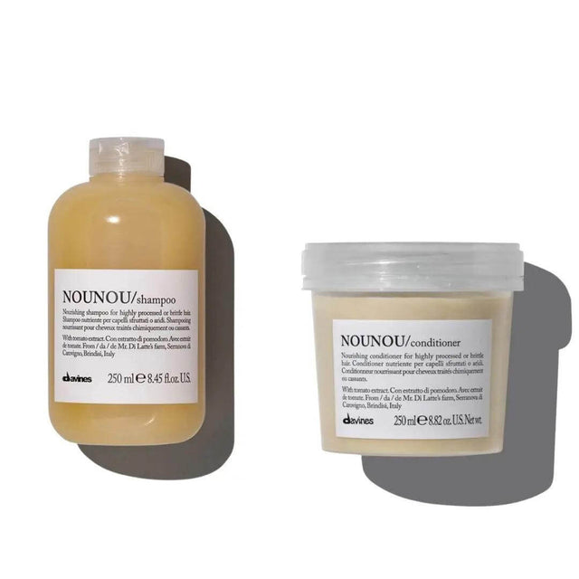 Davines Nounou Shampoo and Conditioner Duo 250ml for nourishing and repairing over-processed, chemically treated hair.