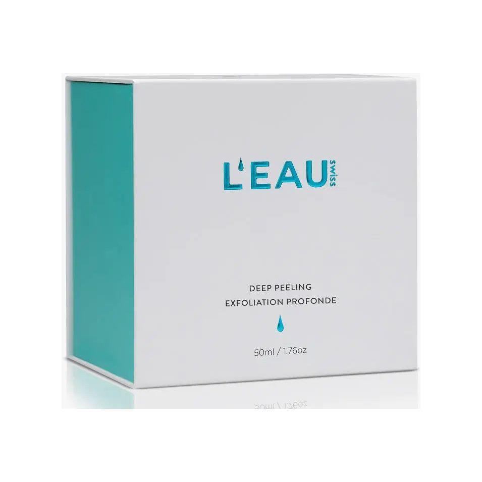L'EAU Deep Peeling product box for gentle pore cleansing and exfoliation therapy, 50ml. Ideal for reducing dead skin cells and blackheads.
