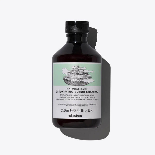Davines Detoxifying Scrub Shampoo bottle for cleansing hair and scalp impurities, 250ml