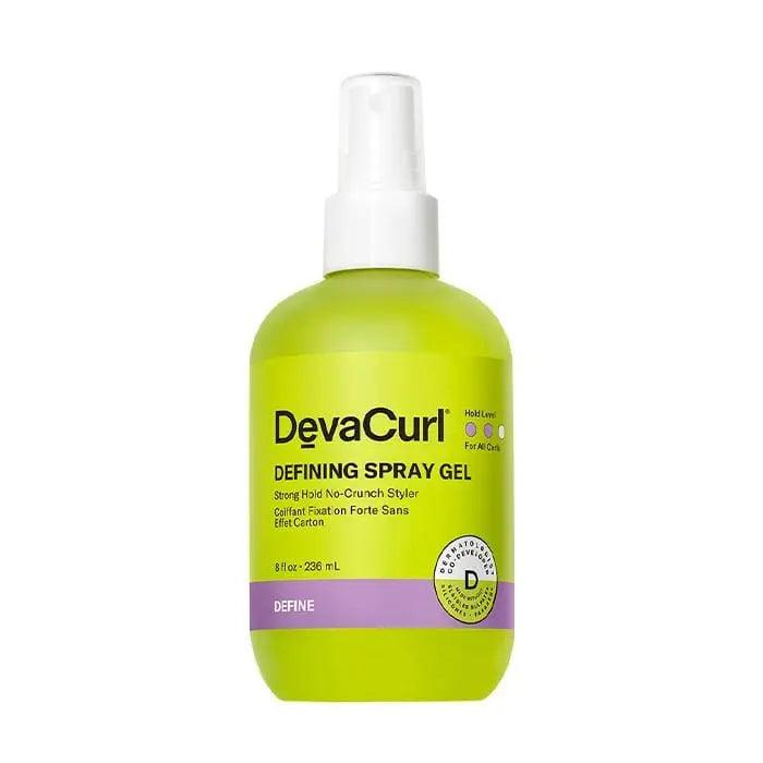 Deva Curl Defining Spray Gel bottle for curl flexibility and definition, non-flaking formula, dermatologist and stylist approved