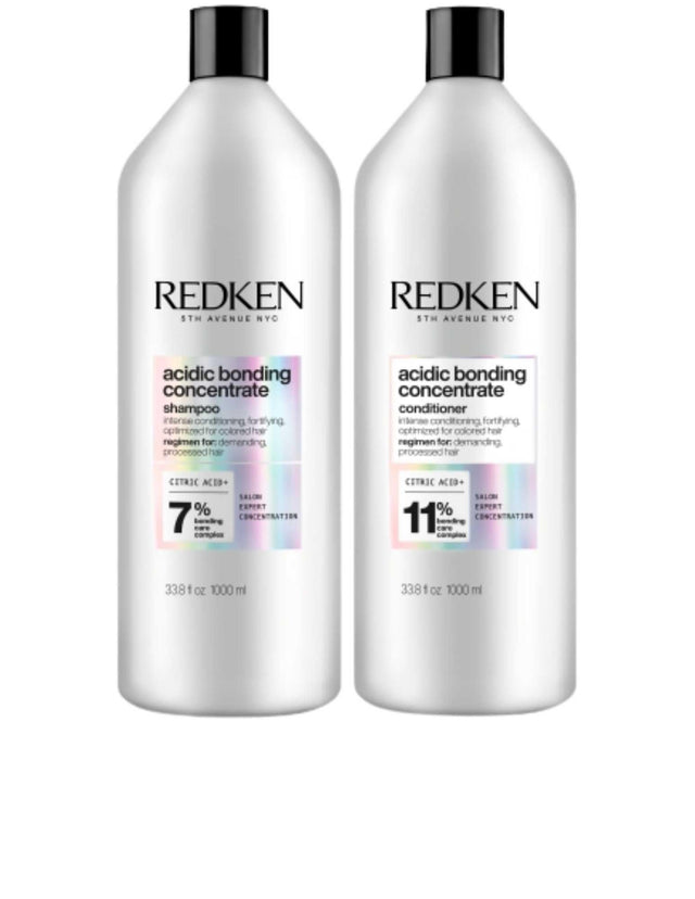 Redken Duo Liters - Acidic Bonding Concentrate Shampoo & Conditioner for damage repair and nourishment in two bottles.