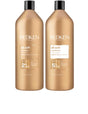 Redken Duo Liters - All Soft Shampoo & Conditioner for dry, brittle hair, providing deep hydration and nourishment.