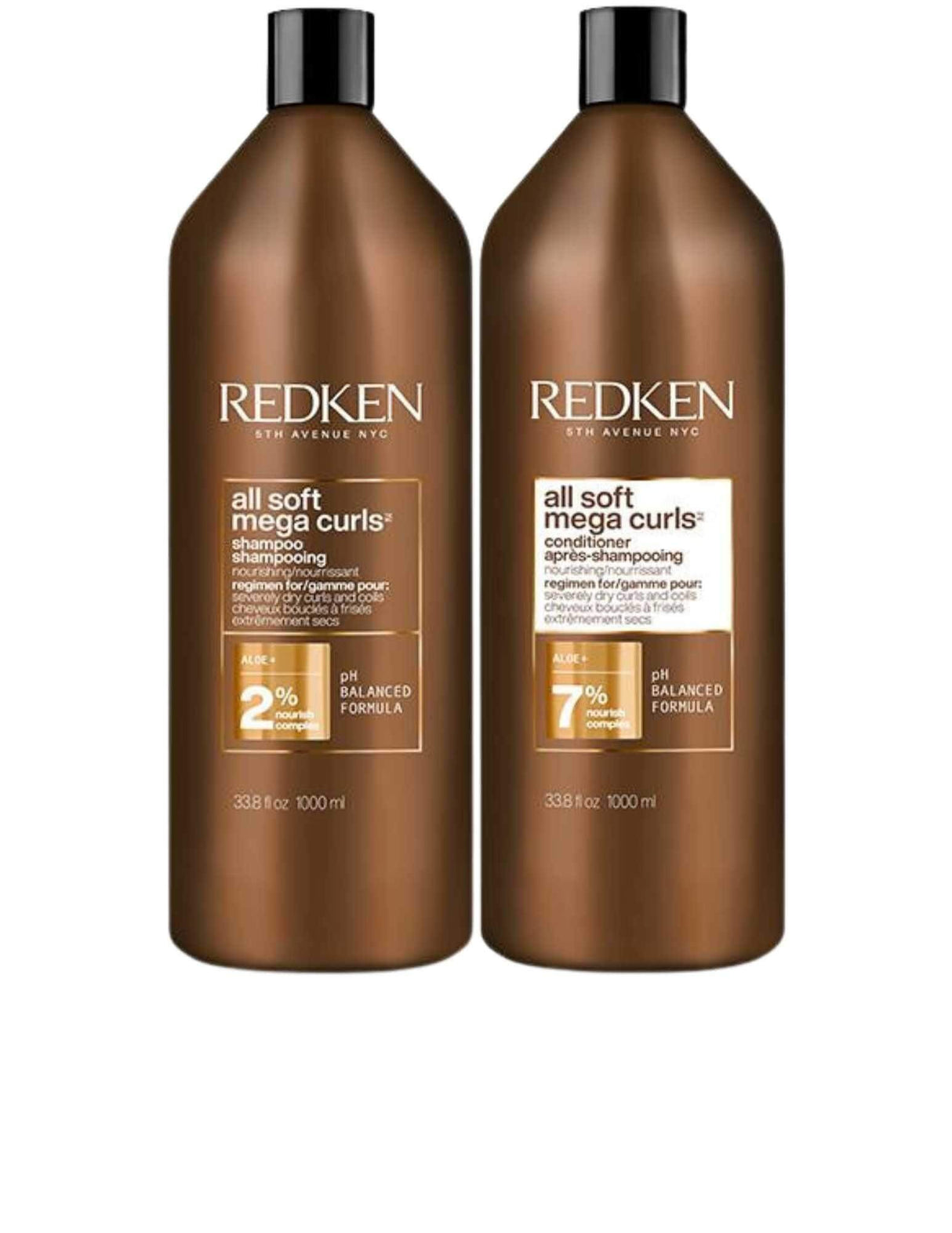 Redken Duo Liters All Soft Mega Curls Shampoo and Conditioner for curly and wavy hair, 1000ml bottles, nourish and define curls.