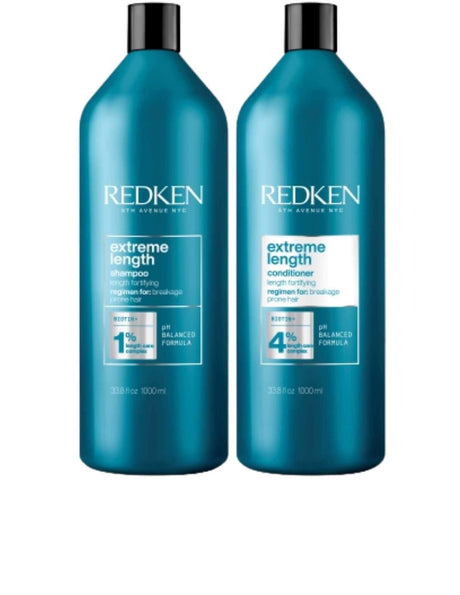 Redken Duo Liters Extreme Length Shampoo & Conditioner set for longer stronger hair, suitable for all hair types and textures.