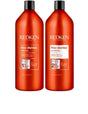 Redken Duo Liters Frizz Dismiss Shampoo and Conditioner set for reducing frizz and smoothing all hair types and textures.