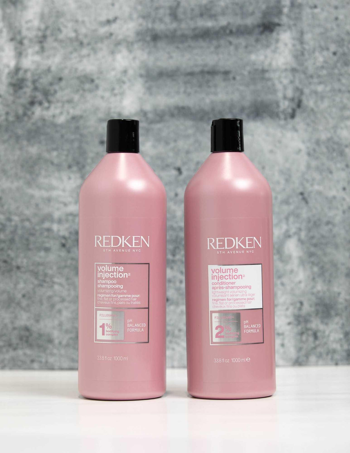 Redken Duo Liters Volume Injection Shampoo and Conditioner set boosts volume for all hair types.