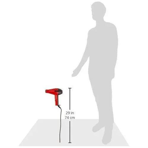 Size comparison of the Elchim Classic 2001 hair dryer with silhouette, showcasing 29-inch height for scale.