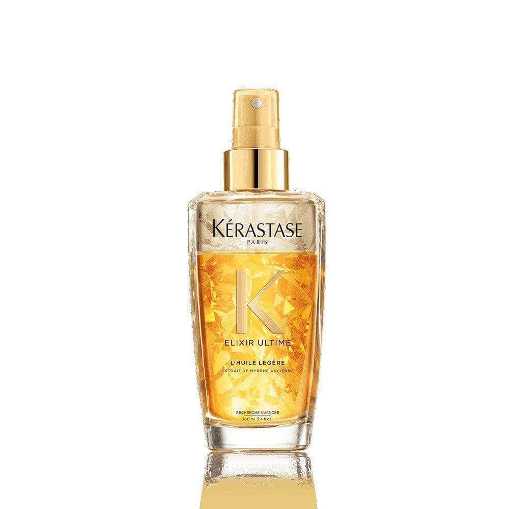 Elixir Ultime L'Huile Legere hair oil mist for shine, body, and nourishment with Intra-Cylane and natural oils by Kerastase.