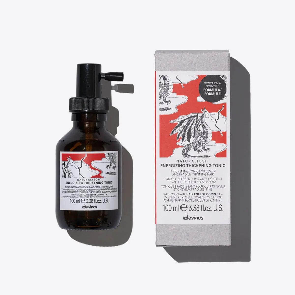 Davines Energizing Thickening Tonic bottle and packaging for enhancing hair volume and thickness