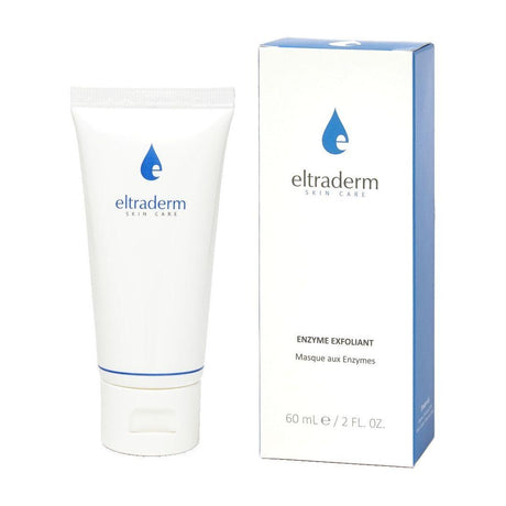 Eltraderm Enzyme Exfoliant with papaya and pineapple enzymes for gentle exfoliation, 60ml tube and box packaging.