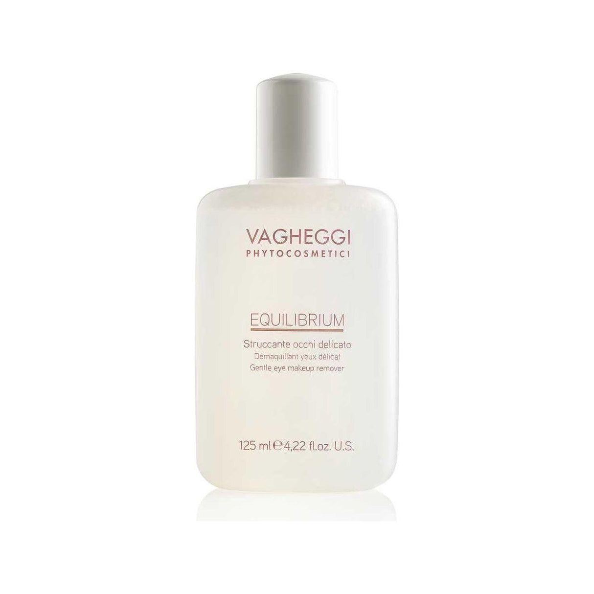 Equilibrium Gentle Eye and Makeup Remover bottle with soothing ingredients for sensitive eyes, 125ml.